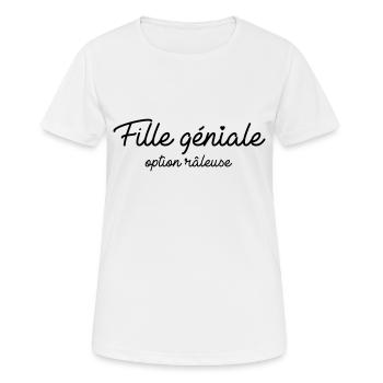 Fille géniale option râleuse - T-shirt respirant Femme - blanc - Devant - AI Model Female 172 dark (172cm)