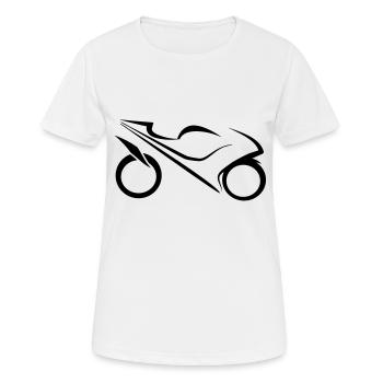 Sport Motorrad - Frauen T-Shirt atmungsaktiv - Weiß - Vorne - AI Model Female 172 dark (172cm)
