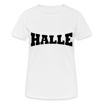 Halle Schiftzug - Frauen T-Shirt atmungsaktiv - Weiß - Vorne - AI Model Female 172 dark (172cm)