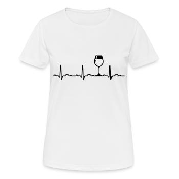 Wein vorhanden EKG Herzschlag Herzfrequenzfrequenz - Frauen T-Shirt atmungsaktiv - Weiß - Vorne - AI Model Female 172 dark (172cm)