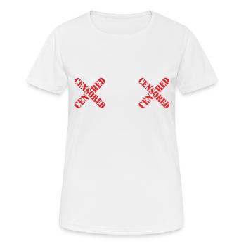 Funny Style Gift Women's Censored Breasts - Women's Breathable T-Shirt - white - Front - AI Model Female 172 dark (172cm)