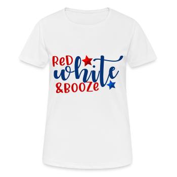 red white booze 4th of july america - Women's Breathable T-Shirt - white - Front - AI Model Female 172 dark (172cm)