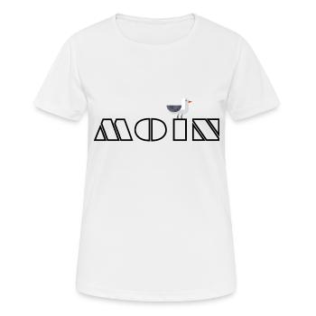 moin moewe 3a - Frauen T-Shirt atmungsaktiv - Weiß - Vorne - AI Model Female 172 dark (172cm)
