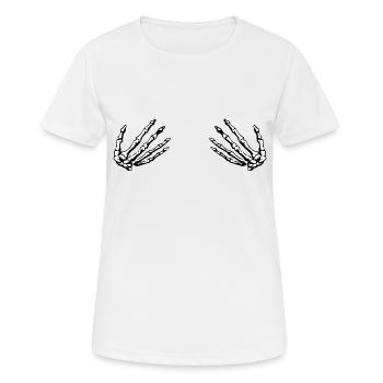 Skelett Hände Brust - Frauen T-Shirt atmungsaktiv - Weiß - Vorne - AI Model Female 172 dark (172cm)