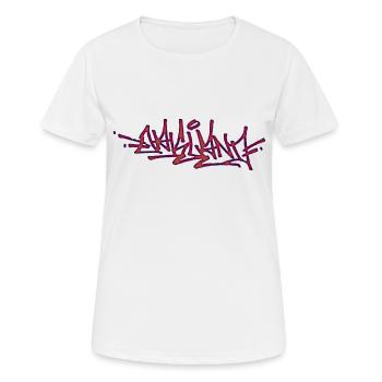 Oakland Graffiti Tag Handstyle - Frauen T-Shirt atmungsaktiv - Weiß - Vorne - AI Model Female 172 dark (172cm)