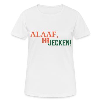 Alaaf - Frauen T-Shirt atmungsaktiv - Weiß - Vorne - AI Model Female 172 dark (172cm)