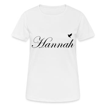 Hannah beau nom Noir - T-shirt respirant Femme - blanc - Devant - AI Model Female 172 dark (172cm)