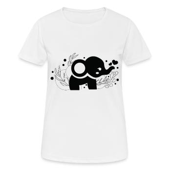 Eléphant noir et blanc - T-shirt respirant Femme - blanc - Devant - AI Model Female 172 dark (172cm)