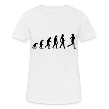 Evolution Frau Rennen Joggen Laufen - Frauen T-Shirt atmungsaktiv - Weiß - Vorne - AI Model Female 172 dark (172cm)