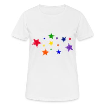 Étoiles et bulles - T-shirt respirant Femme - blanc - Devant - AI Model Female 172 dark (172cm)
