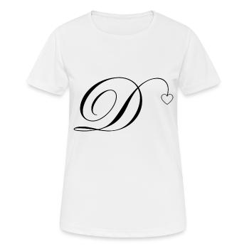 Lettre d calligraphie cœur - T-shirt respirant Femme - blanc - Devant - AI Model Female 172 dark (172cm)