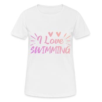 Ich liebe Schwimmen - Frauen T-Shirt atmungsaktiv - Weiß - Vorne - AI Model Female 172 dark (172cm)