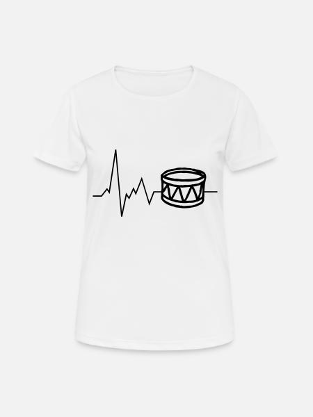 Heartbeat Drum Sports Fan Musicien - T-shirt respirant Femme - blanc