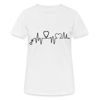 Krankenschwester - Krankenschwester - Herzschlag - Frauen T-Shirt atmungsaktiv - Weiß - Vorne - AI Model Female 172 dark (172cm)