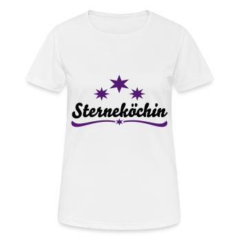 Tablier de cuisine chef étoilé - T-shirt respirant Femme - blanc - Devant - AI Model Female 172 dark (172cm)