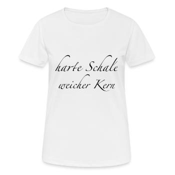 harte Schale weicher Kern - Frauen T-Shirt atmungsaktiv - Weiß - Vorne - AI Model Female 172 dark (172cm)