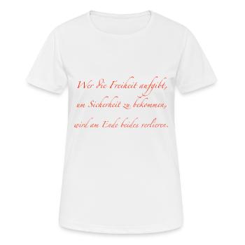 Freiheit - Frauen T-Shirt atmungsaktiv - Weiß - Vorne - AI Model Female 172 dark (172cm)