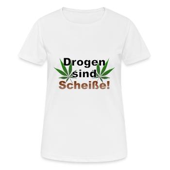 Les drogues sont de la merde, du cannabis, du chanvre, Ganja kiffe - T-shirt respirant Femme - blanc - Devant - AI Model Female 172 dark (172cm)