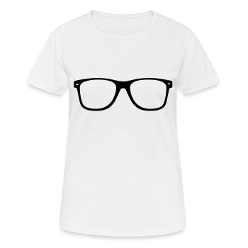 Brille - Frauen T-Shirt atmungsaktiv - Weiß - Vorne - AI Model Female 172 dark (172cm)