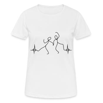 tanzen strichmaennchen puls herzschlag 2 freunde f - Frauen T-Shirt atmungsaktiv - Weiß - Vorne - AI Model Female 172 dark (172cm)