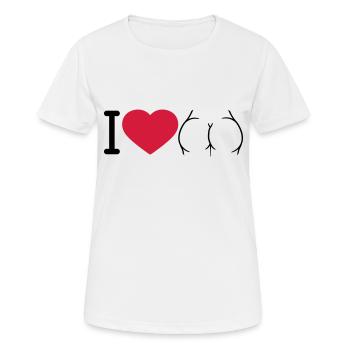 logo i love ass herz liebe rund nackte frau sexy a - Frauen T-Shirt atmungsaktiv - Weiß - Vorne - AI Model Female 172 dark (172cm)