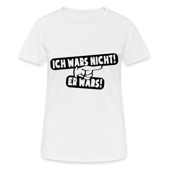 Ich wars nicht - Er wars! - Frauen T-Shirt atmungsaktiv - Weiß - Vorne - AI Model Female 172 dark (172cm)