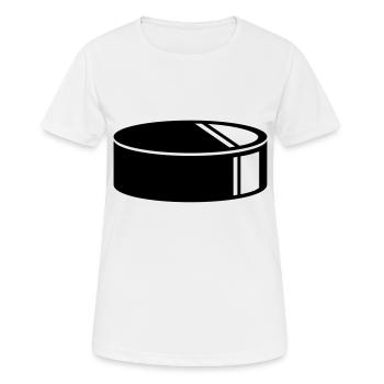 Puck Eishockey - Frauen T-Shirt atmungsaktiv - Weiß - Vorne - AI Model Female 172 dark (172cm)