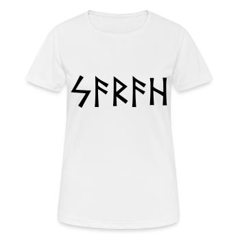 Nom - Sarah - en runes - T-shirt respirant Femme - blanc - Devant - AI Model Female 172 dark (172cm)