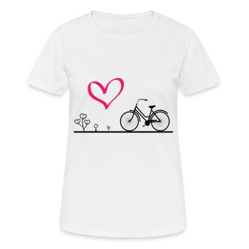 Bicycle woman heart love flowers leisure gift - Women's Breathable T-Shirt - white - Front - AI Model Female 172 dark (172cm)