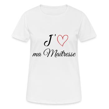 J'aime ma Maîtresse - T-shirt respirant Femme - blanc - Devant - AI Model Female 172 dark (172cm)