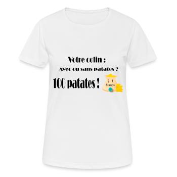 Votre colin avec ou sans patates - T-shirt respirant Femme - blanc - Devant - AI Model Female 172 dark (172cm)