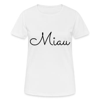 MIAU - Frauen T-Shirt atmungsaktiv - Weiß - Vorne - AI Model Female 172 dark (172cm)