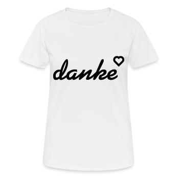 danke mit Herz. Vielen Dank - Frauen T-Shirt atmungsaktiv - Weiß - Vorne - AI Model Female 172 dark (172cm)