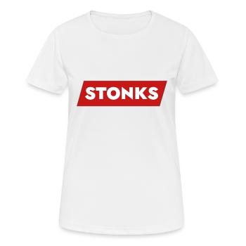 Stonks - Frauen T-Shirt atmungsaktiv - Weiß - Vorne - AI Model Female 172 dark (172cm)