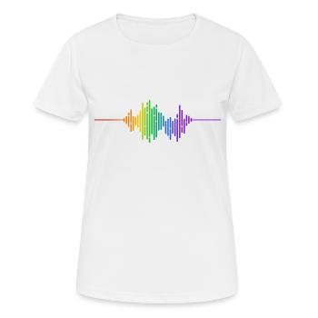Onde sonore arc en ciel - T-shirt respirant Femme - blanc - Devant - AI Model Female 172 dark (172cm)