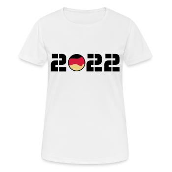Germany 2022 Fußball Deutschland - Frauen T-Shirt atmungsaktiv - Weiß - Vorne - AI Model Female 172 dark (172cm)
