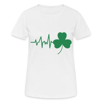 Rythme cardiaque Saint Patrick Irlande trèfle - T-shirt respirant Femme - blanc - Devant - AI Model Female 172 dark (172cm)