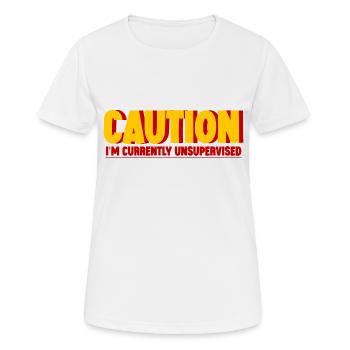 Attention Je suis actuellement sans surveillance 2 - T-shirt respirant Femme - blanc - Devant - AI Model Female 172 dark (172cm)