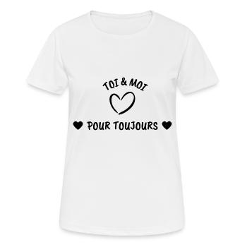 Pour les amoureux - toi et moi pour toujours - T-shirt respirant Femme - blanc - Devant - AI Model Female 172 dark (172cm)