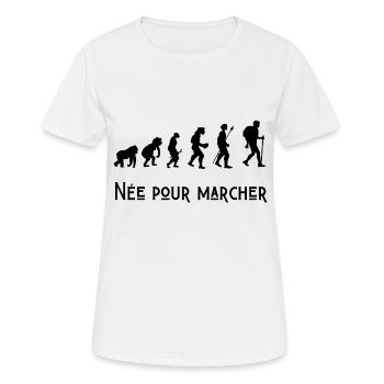 né pour marcher évolution - T-shirt respirant Femme - blanc - Devant - AI Model Female 172 dark (172cm)