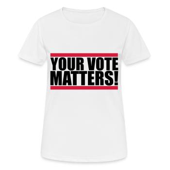 votre vote compte citation - T-shirt respirant Femme - blanc - Devant - AI Model Female 172 dark (172cm)