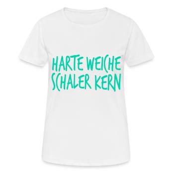 harte weiche schaler kern - Frauen T-Shirt atmungsaktiv - Weiß - Vorne - AI Model Female 172 dark (172cm)