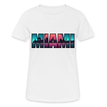 MIAMI BEACH - Frauen T-Shirt atmungsaktiv - Weiß - Vorne - AI Model Female 172 dark (172cm)