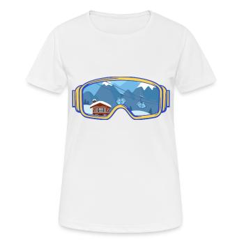 Ski google, snowboard, skieur - T-shirt respirant Femme - blanc - Devant - AI Model Female 172 dark (172cm)