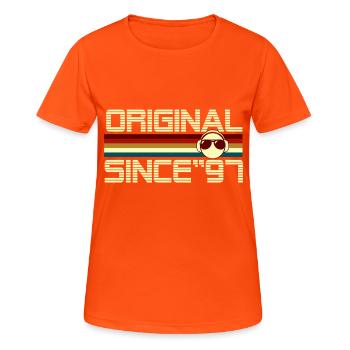 Seit 97 - Frauen T-Shirt atmungsaktiv - Neonorange - Vorne - AI Model Female 172 dark (172cm)