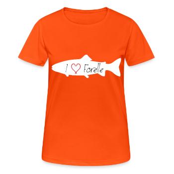 I love Trout White - Women's Breathable T-Shirt - neon orange - Front - AI Model Female 172 dark (172cm)