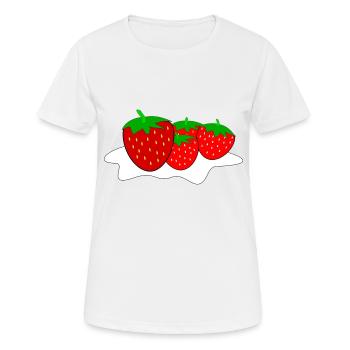 Erdbeeren mit Sahne - Frauen T-Shirt atmungsaktiv - Weiß - Vorne - AI Model Female 172 dark (172cm)