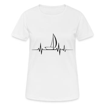 Segelboot Heartbeat Segelboot - Frauen T-Shirt atmungsaktiv - Weiß - Vorne - AI Model Female 172 dark (172cm)