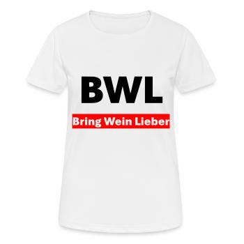 BWL Bring Wein Lieber - Frauen T-Shirt atmungsaktiv - Weiß - Vorne - AI Model Female 172 dark (172cm)