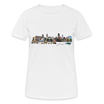 Jena Skyline - Frauen T-Shirt atmungsaktiv - Weiß - Vorne - AI Model Female 172 dark (172cm)